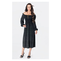 Černé dámské puntíkované šaty ve stylu s dlouhými rukávy model 19530879 - Ann Gissy