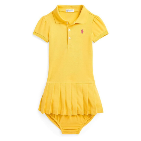 Dětské bavlněné šaty Polo Ralph Lauren žlutá barva, mini