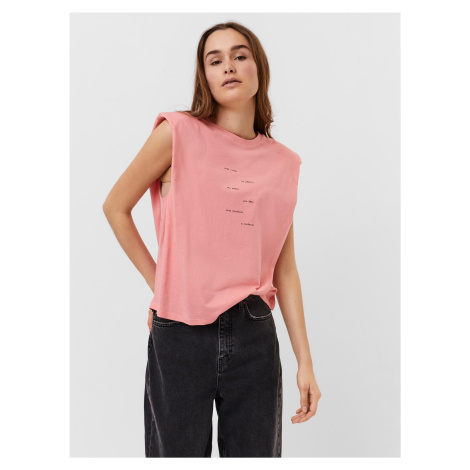 Růžové tričko s nápisem VERO MODA Hollie