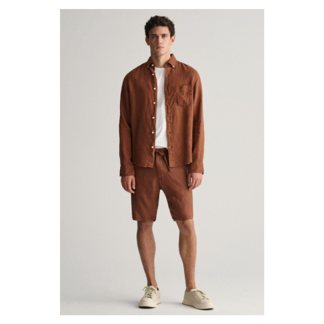 ŠORTKY GANT RELAXED LINEN DS SHORTS hnědá