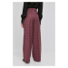 Vlněné kalhoty Custommade dámské, vínová barva, široké, high waist