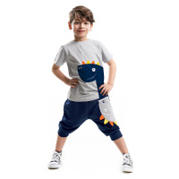 Denokids Zipper Dino Boys T-shirt Capri Shorts Set
