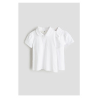 H & M - Bavlněné školní tričko's límečkem 2 kusy - bílá