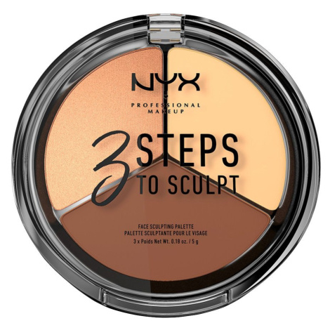 NYX Professional Makeup 3 Steps To Sculpt Face Sculpting Palette Light Konturovací Paletka 5 g