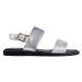 Klasické sandály dámské stříbrné na plochém podpatku
