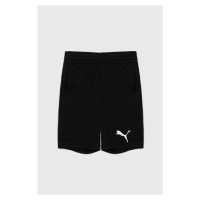 Dětské kraťasy Puma ACTIVE Interlock Shorts B černá barva, s potiskem, nastavitelný pas