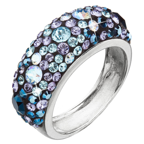 Evolution Group Stříbrný prsten s krystaly Swarovski modrý 35031.3 blue style