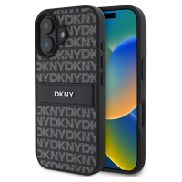 DKNY PU Leather Repeat Pattern Tonal Stripe Zadní Kryt pro iPhone 16 Black