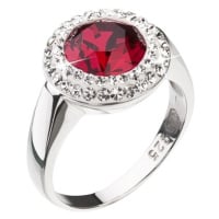 Evolution Group Stříbrný prsten s červeným krystalem Swarovski 35026.3