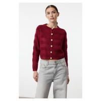 Trendyol Claret Red Crew Neck Knitwear Cardigan