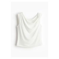 H & M - Top's odhaleným ramenem a stočeným detailem - bílá