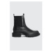 Kožené kotníkové boty AllSaints Harlee Boot černá barva, na plochém podpatku, WF609Z