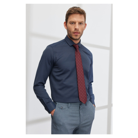 AC&Co / Altınyıldız Classics Men's Navy Blue Slim Fit Slim Fit Italian Collar Dobby Shirt.