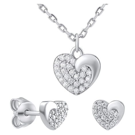 Silvego Stříbrný dárkový set šperků LOVE pro zamilované MWS11187 (náušnice, náhrdelník)