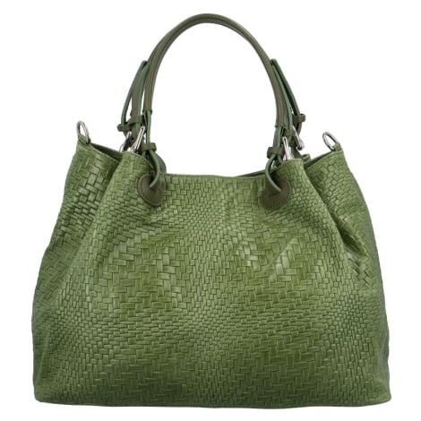 Kožená dámská velká taška do ruky Santala, zelená Delami Vera Pelle