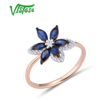 Zlatý jemný prstýnek modrá květina Listese