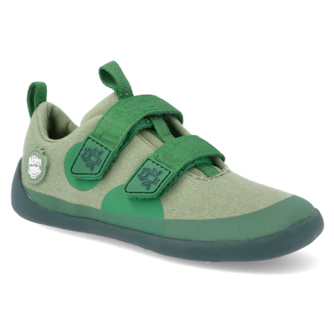 Barefoot dětské tenisky Affenzahn - Sneaker Cotton Happy-Frog vegan zelené