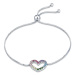 GRACE Silver Jewellery Stříbrný náramek se zirkony Duhové srdce, stříbro 925/1000 NR-SCB216/11 S