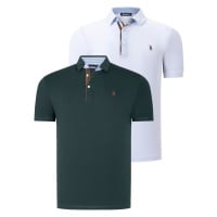 DUAL SET T8582 DEWBERRY MENS T-SHIRT-WHITE-GREEN