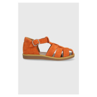Dětské kožené sandály Calvin Klein oranžová barva