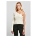 Ladies Short Rib Knit One Sleeve Sweater - whitesand