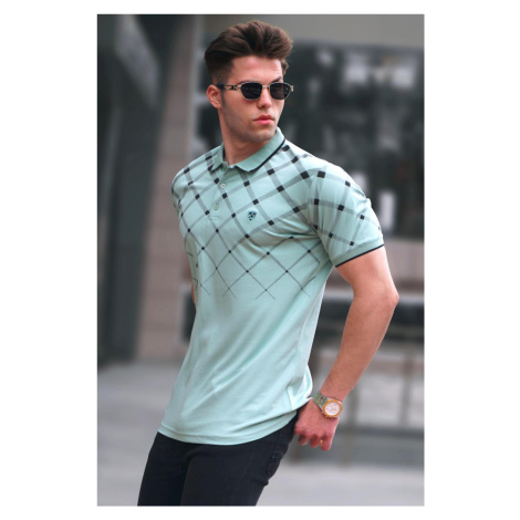 Madmext Mint Green Buttoned Polo Collar Men's T-Shirt 5867