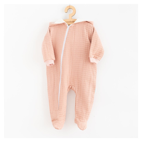 Kojenecký mušelínový overal s kapucí New Baby Comfort clothes růžová