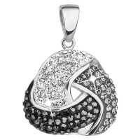 Evolution Group Stříbrný přívěsek s krystaly Swarovski bílý kulatý 34189.3