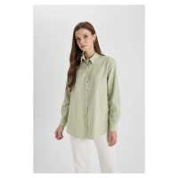 DEFACTO Relax Fit Poplin Shirt Collar Long Sleeve Tunic