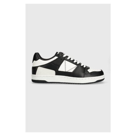 Kožené sneakers boty Guess SAVA LOW černá barva, FMJSAW ELE12