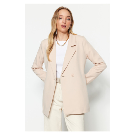 Trendyol Cream Woven Lined Single Button Back Detailed Jacket