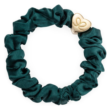 By Eloise London Gumička Gold Heart Silk Scrunchie - zelená 1ks byEloise