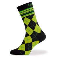 BIOTEX Cyklistické ponožky klasické - JACQUARD - černá/žlutá