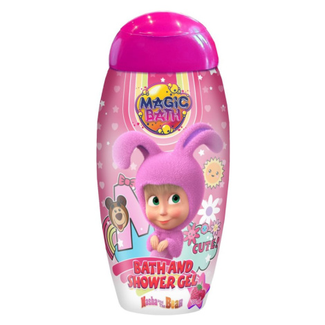 Masha & The Bear Magic Bath Bath & Shower Gel sprchový a koupelový gel pro děti Raspberry 200 ml
