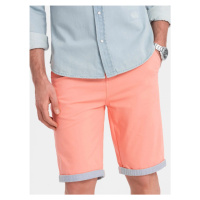 Ombre Clothing Lososové chinos kraťasy s lemem V9 W421