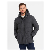 Ombre Men's lightweight jacket with mesh lining and hood - black