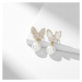 Éternelle Náušnice s perlou a zirkony Emanuela - motýl E1336-ERS700 Bílá