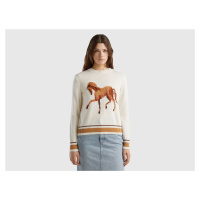 Benetton, Sweater With Horse Inlay