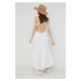Bavlněné šaty Billabong bílá barva, maxi, áčková