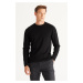 AC&Co / Altınyıldız Classics Men's Black Standard Fit Normal Cut Warm Crew Neck Knitwear Sweater