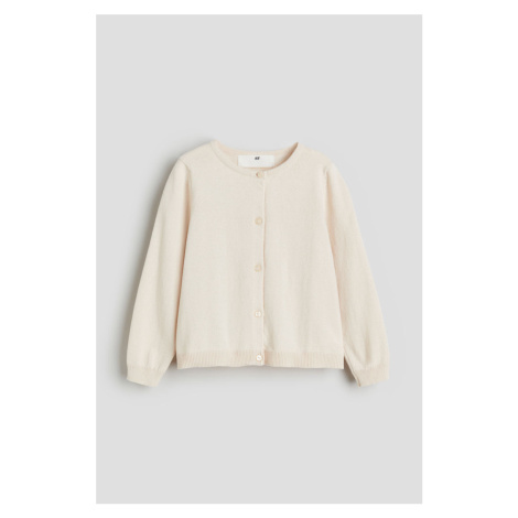 H & M - Propínací svetr z bavlny - béžová H&M