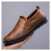 Prošívané pánské loafers kožené nazouvací boty
