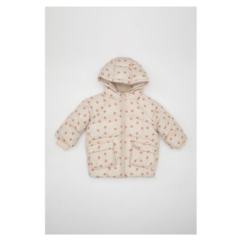 DEFACTO Baby Girl Floral Hooded Puffer Jacket