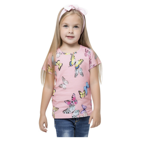 Dívčí tričko - Winkiki WKG 91361, růžová / motýlci Barva: Růžová