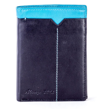 Černá kožená peněženka s modrou vsadkou Fashionhunters