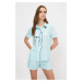 Trendyol Blue Cat Embroidered Woven Pajamas Set