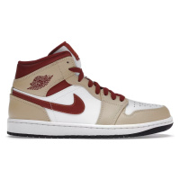 Jordan 1 Mid Light Curry Cardinal