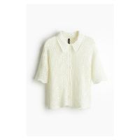 H & M - Propínací svetřík z ažurového úpletu - bílá