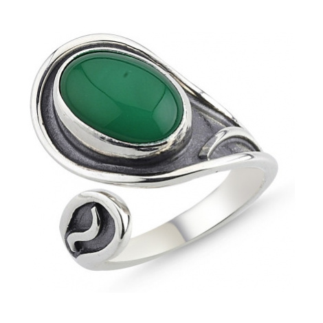 OLIVIE Stříbrný prsten zelený ACHÁT 4282