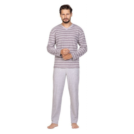 Piżama 589 hnědé Pánské pyžamo Regina